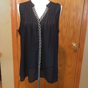 Navy blue v-neck blouse